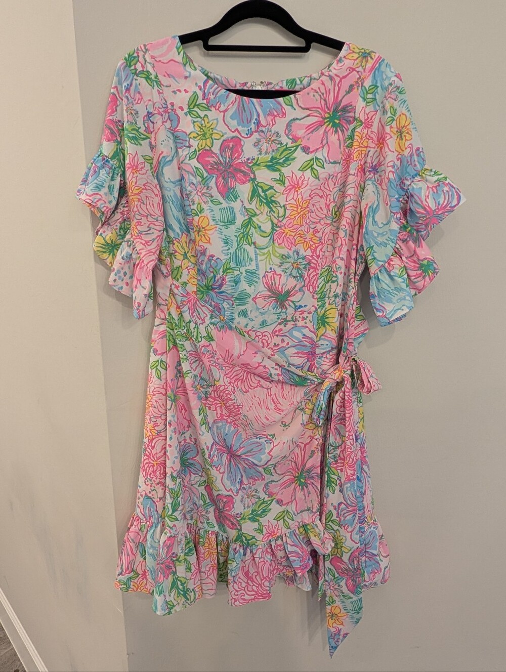 Lily Pulitzer Darlah Ruffle Sleeve Floral Print Dress Paradise Found Size 8